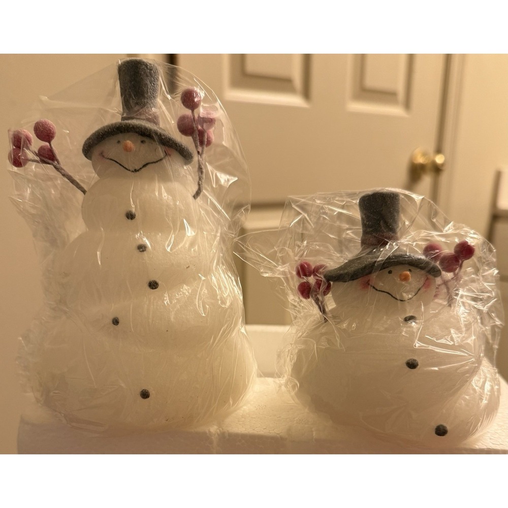 Set Of 2 Illuminated Melted Snowman By‎ Candle Impressions. Deadstock Rare New